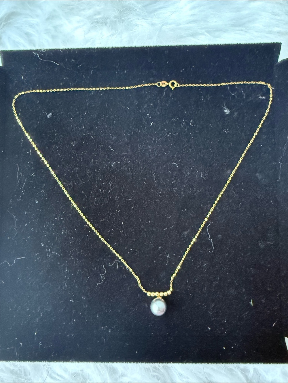 Solid 18k Necklace (18”) and High Lustre Peacock Tahitian  Pearl (9mm) - Picture 4 of 6